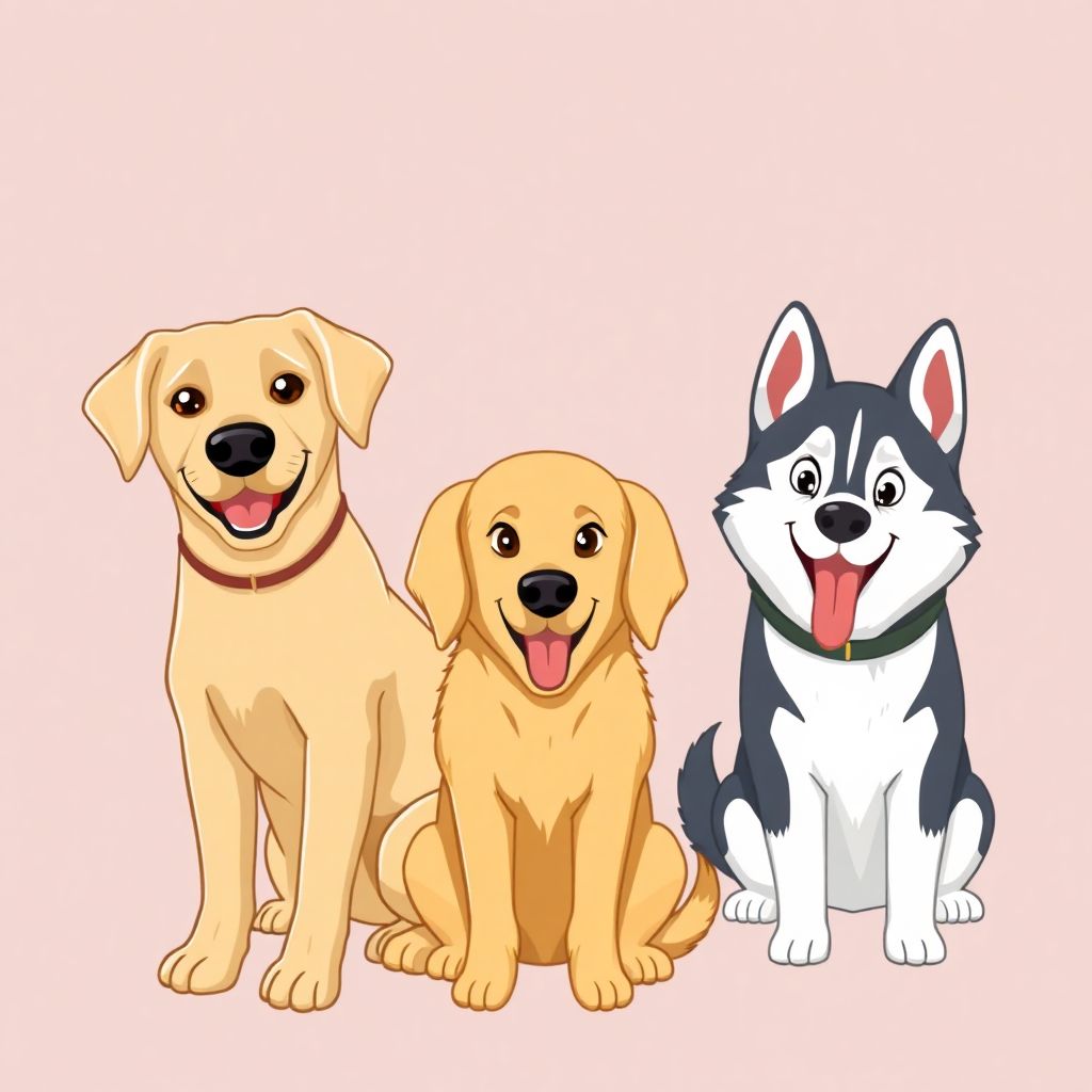 Dogs pets characters, labrador dog,...
