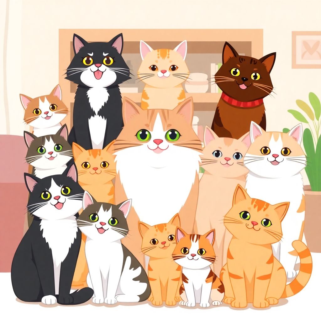 Cat pets characters, include various...